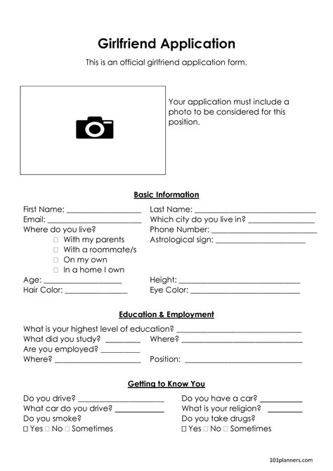 Official Girlfriend Application Form